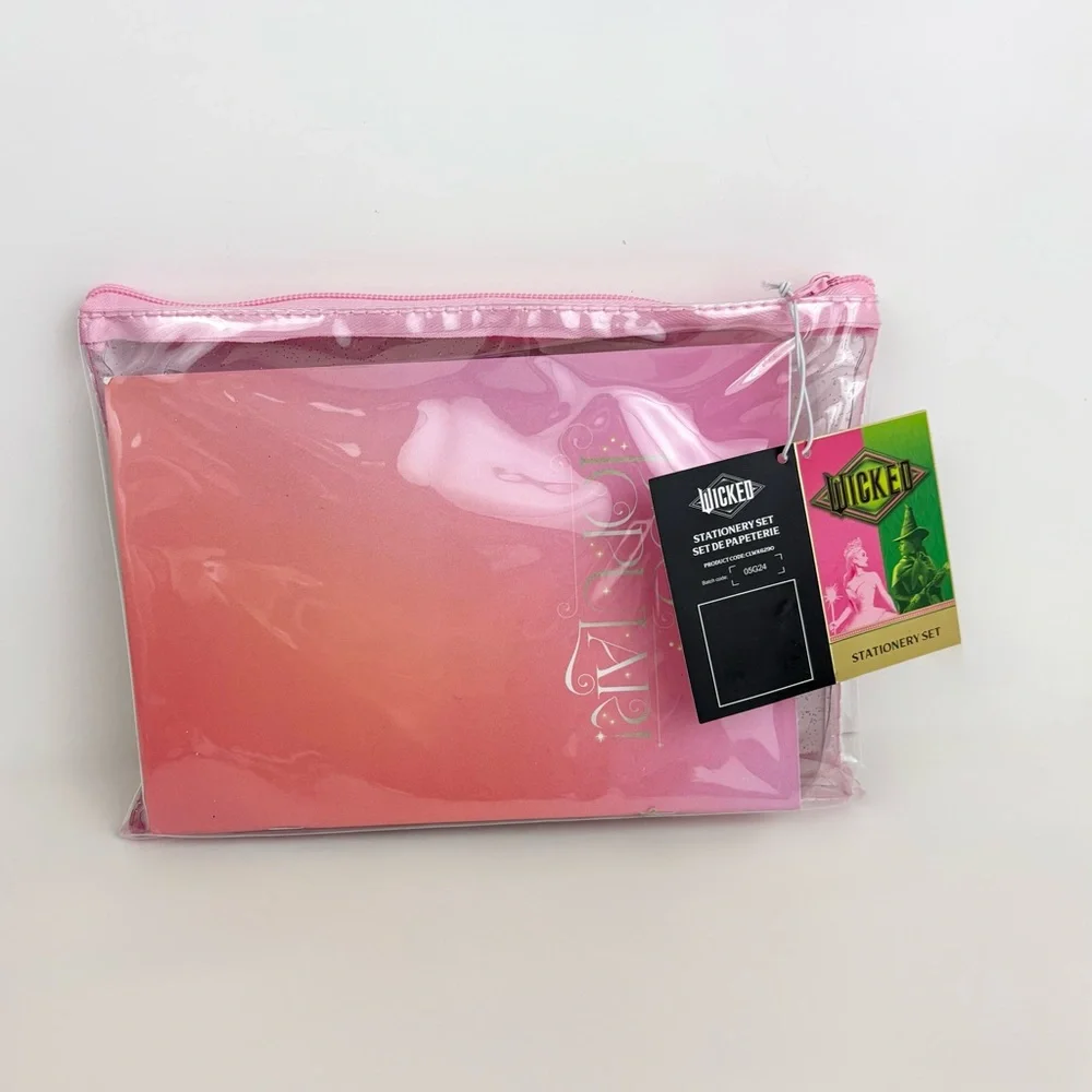 New in Package Wicked 7 Piece Stationary Set with Clear Pink Pouch New With Tags